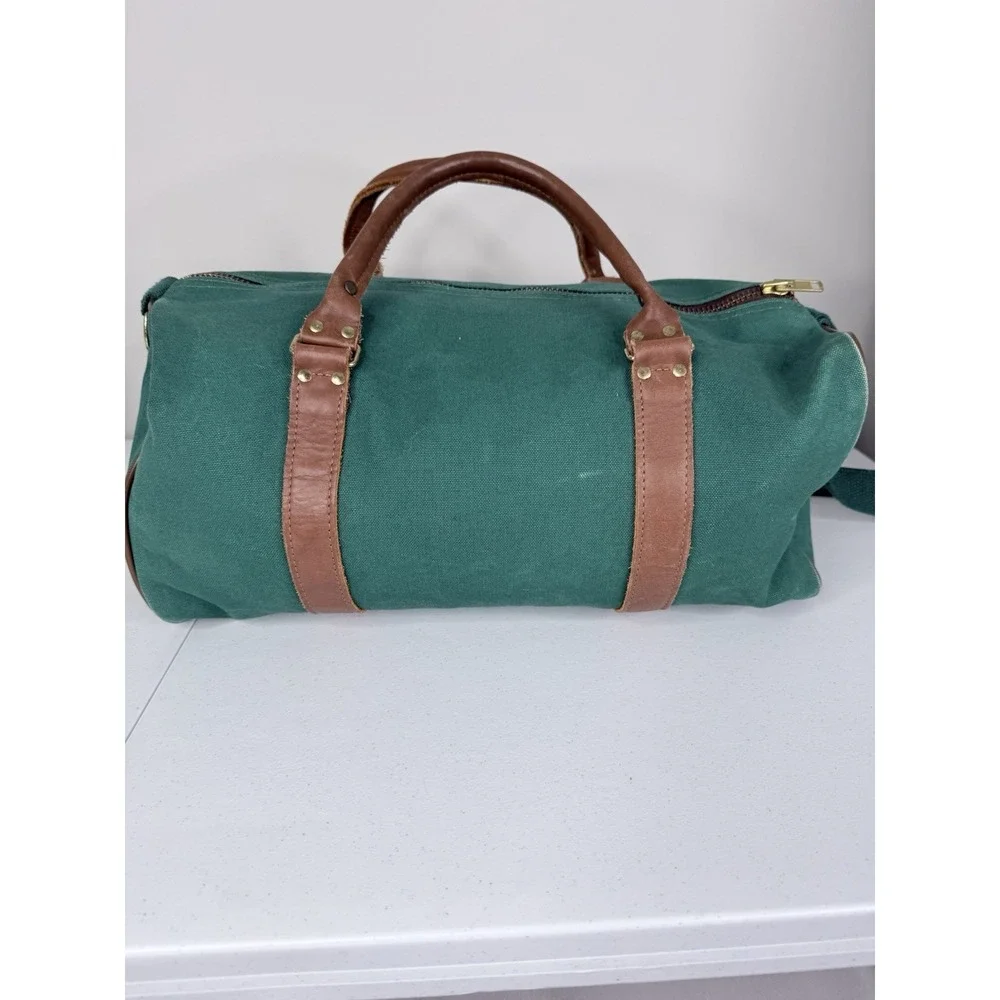 Vintage The Ocean Course Kiawah Island Green Canvas Leather Golf Duffle Bag